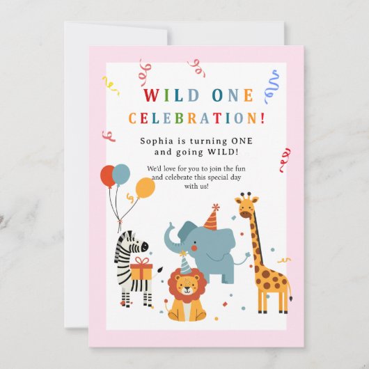 Wild One First Birthday Invitation Kaart (Voorkant)