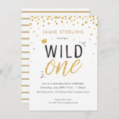 Wild One First Birthday Invitation Kaart (Voorkant / Achterkant)