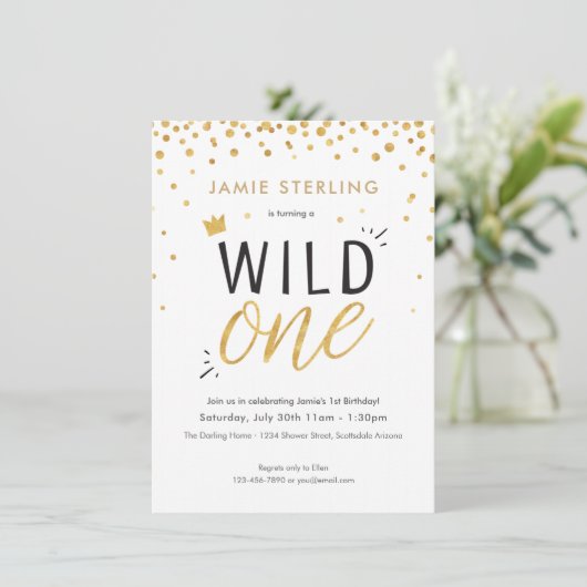 Wild One First Birthday Invitation Kaart (Staand voorkant)