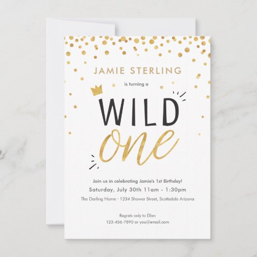 Wild One First Birthday Invitation Kaart (Voorkant)