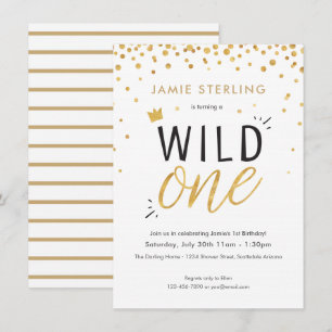 Wild One First Birthday Invitation Kaart