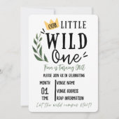 Wild One First Birthday Invitation Kaart (Voorkant)