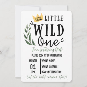 Wild One First Birthday Invitation Kaart
