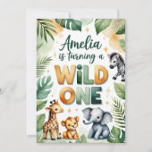 Wild One First Birthday Invitation Kaart | Amelia (Voorkant)