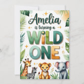 Wild One First Birthday Invitation Kaart | Amelia (Voorkant)