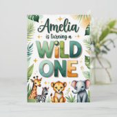 Wild One First Birthday Invitation Kaart | Amelia (Staand voorkant)