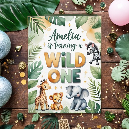 Wild One First Birthday Invitation Kaart | Amelia