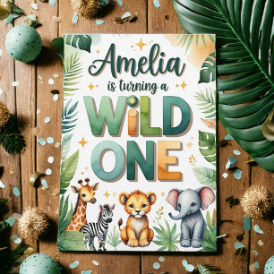 Wild One First Birthday Invitation Kaart   Amelia