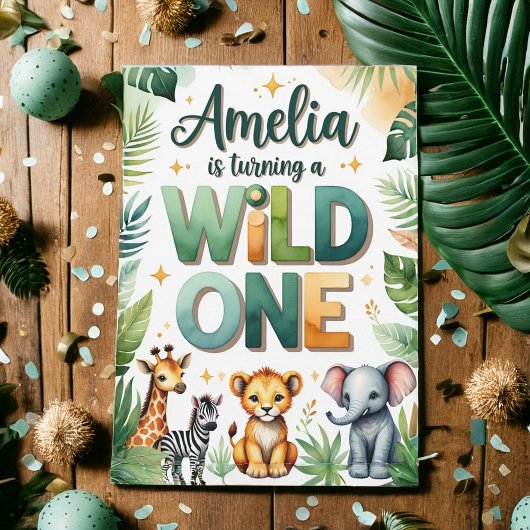 Wild One First Birthday Invitation Kaart | Amelia