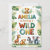 Wild One First Birthday Invitation Kaart | Amelia (Voorkant)