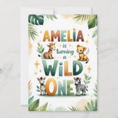 Wild One First Birthday Invitation Kaart | Amelia (Voorkant)