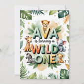 Wild One First Birthday Invitation Kaart | Ava (Voorkant)