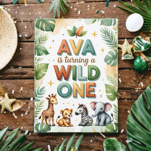 Wild One First Birthday Invitation Kaart Ava