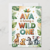 Wild One First Birthday Invitation Kaart | Ava (Voorkant)