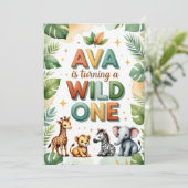 Wild One First Birthday Invitation Kaart | Ava (Staand voorkant)