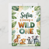 Wild One First Birthday Invitation Kaart | Sofia (Voorkant)