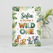 Wild One First Birthday Invitation Kaart | Sofia (Staand voorkant)