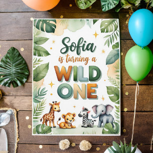Wild One First Birthday Invitation Kaart   Sofia