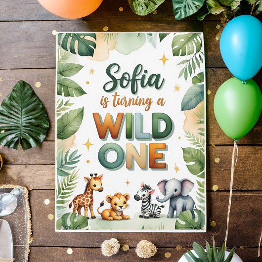 Wild One First Birthday Invitation Kaart | Sofia