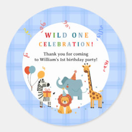 Wild One First Birthday Invitation Ronde Sticker