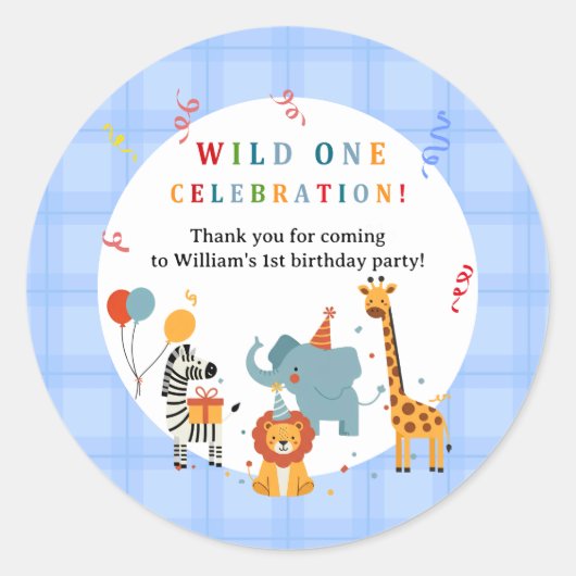 Wild One First Birthday Invitation Ronde Sticker (Voorkant)