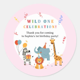 Wild One First Birthday Invitation Ronde Sticker