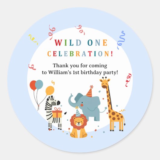 Wild One First Birthday Invitation Ronde Sticker (Voorkant)
