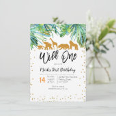 Wild One First Birthday Invitation Safari vertrekt Kaart (Staand voorkant)
