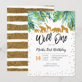 Wild One First Birthday Invitation Safari vertrekt Kaart