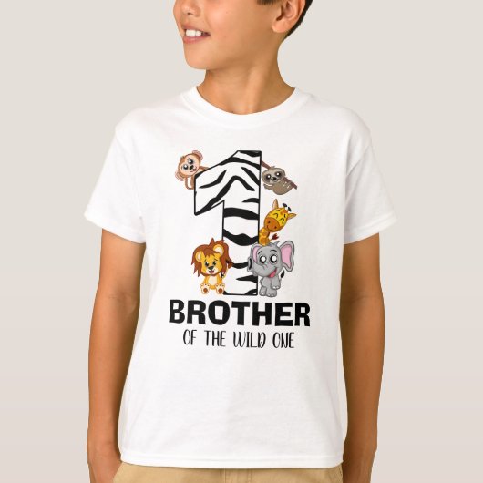 Wild One First Birthday Jungle Safari Brother Zoo T-shirt (Voorkant)