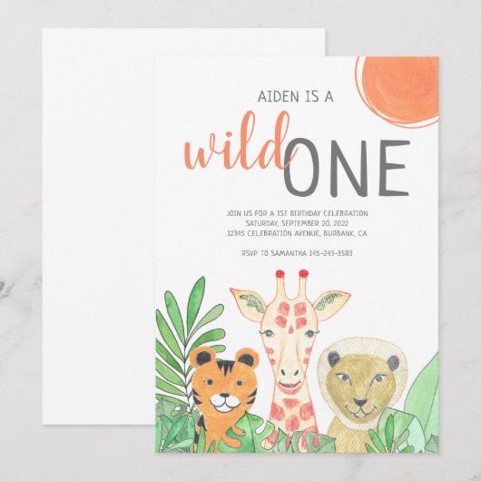 Wild One First Birthday Kaart (Voorkant / Achterkant)