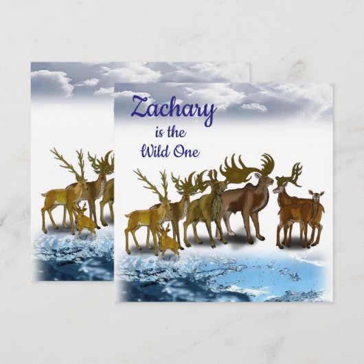 Wild One First Birthday Kaart Invitation (Voorkant / Achterkant)