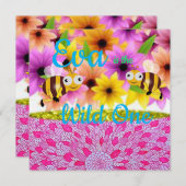 Wild One First Birthday Kaart Invitation (Voorkant / Achterkant)