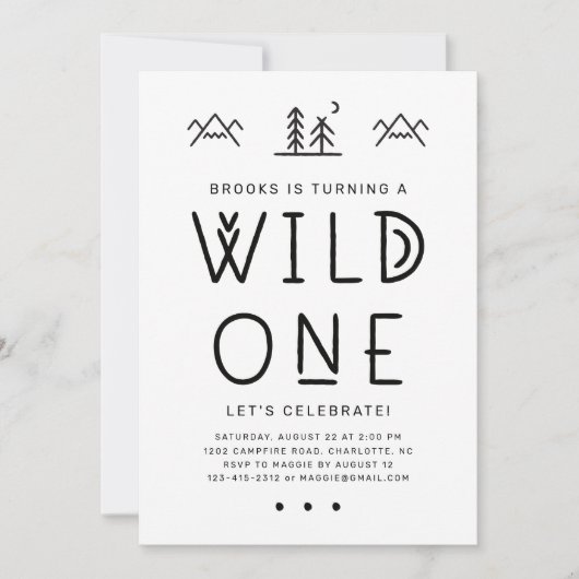Wild One First Birthday Kraft Invitation Kaart (Voorkant)