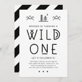 Wild One First Birthday Kraft Invitation Kaart (Voorkant / Achterkant)