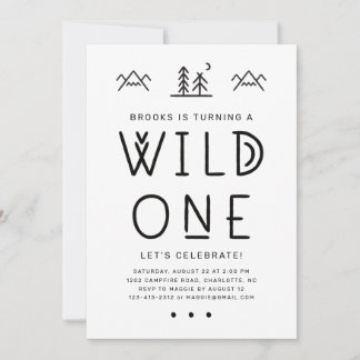 Wild One First Birthday Kraft Invitation Kaart