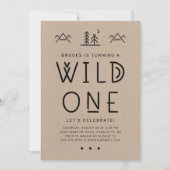 Wild One First Birthday Kraft Invitation Kaart (Voorkant)