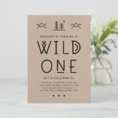 Wild One First Birthday Kraft Invitation Kaart (Staand voorkant)