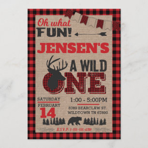 Wild One First Birthday Lumberjack Buffalo Play Kaart