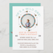 Wild One First Birthday Party Boy | Tribal Arrows Kaart (Voorkant / Achterkant)