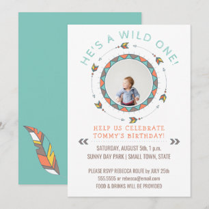 Wild One First Birthday Party Boy   Tribal Arrows Kaart