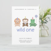 Wild One First Birthday Party Eenvoudige uitnodigi Kaart (Staand voorkant)
