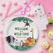 Wild One First Birthday Party Oerwoud Safari Papieren Bordje (Feest)