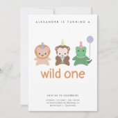 Wild One First Birthday Party Simple Kaart (Voorkant)