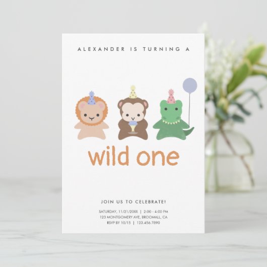 Wild One First Birthday Party Simple Kaart (Staand voorkant)
