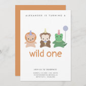 Wild One First Birthday Party Simple Kaart (Voorkant / Achterkant)