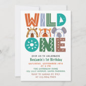 Wild One First Birthday Photo Invitation Kaart (Voorkant)