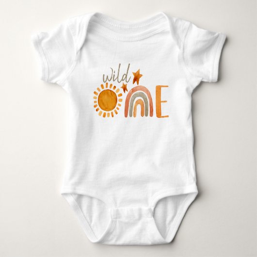 Wild One First Birthday Rainbow and Sun Party Romper (Voorkant)