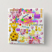 Wild One First Birthday Square Button (Voorkant)
