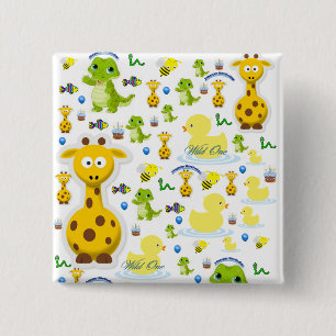 Wild One First Birthday Square Button